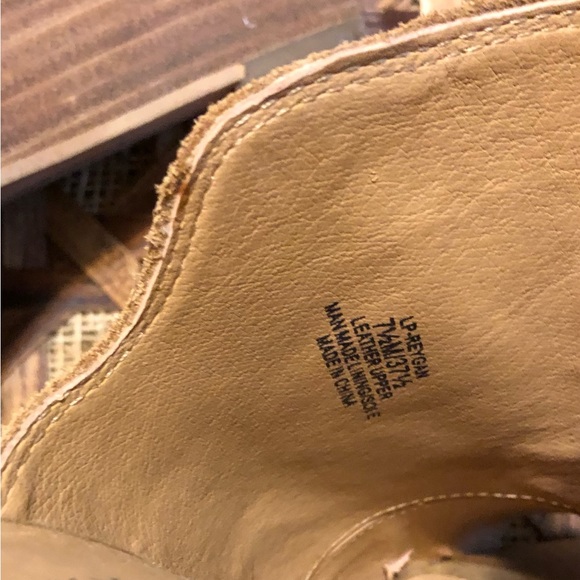 Lucky Brand Hazel Bean Suede Heeled Wedges Open Toe Slip On Size 7.5 - Picture 7 of 7